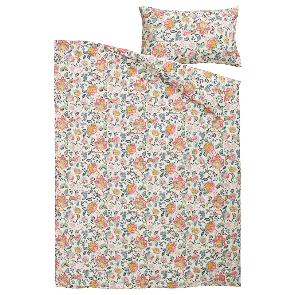 DAGGSALVIA Duvet cover and pillowcase, multicolour/floral pattern, 150x200/50x80 cm