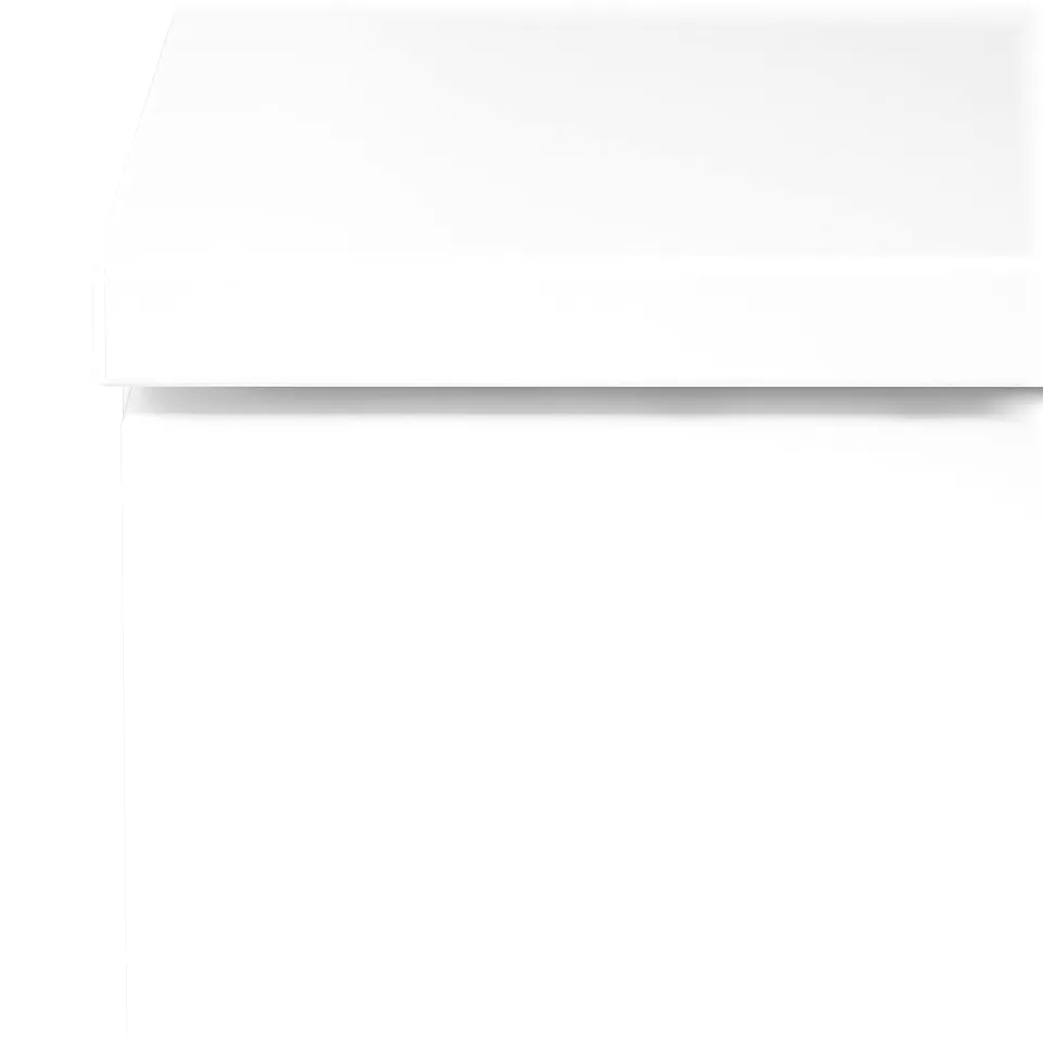 Modern white chest of drawers, sleek design with smooth surfaces and rounded edges.
