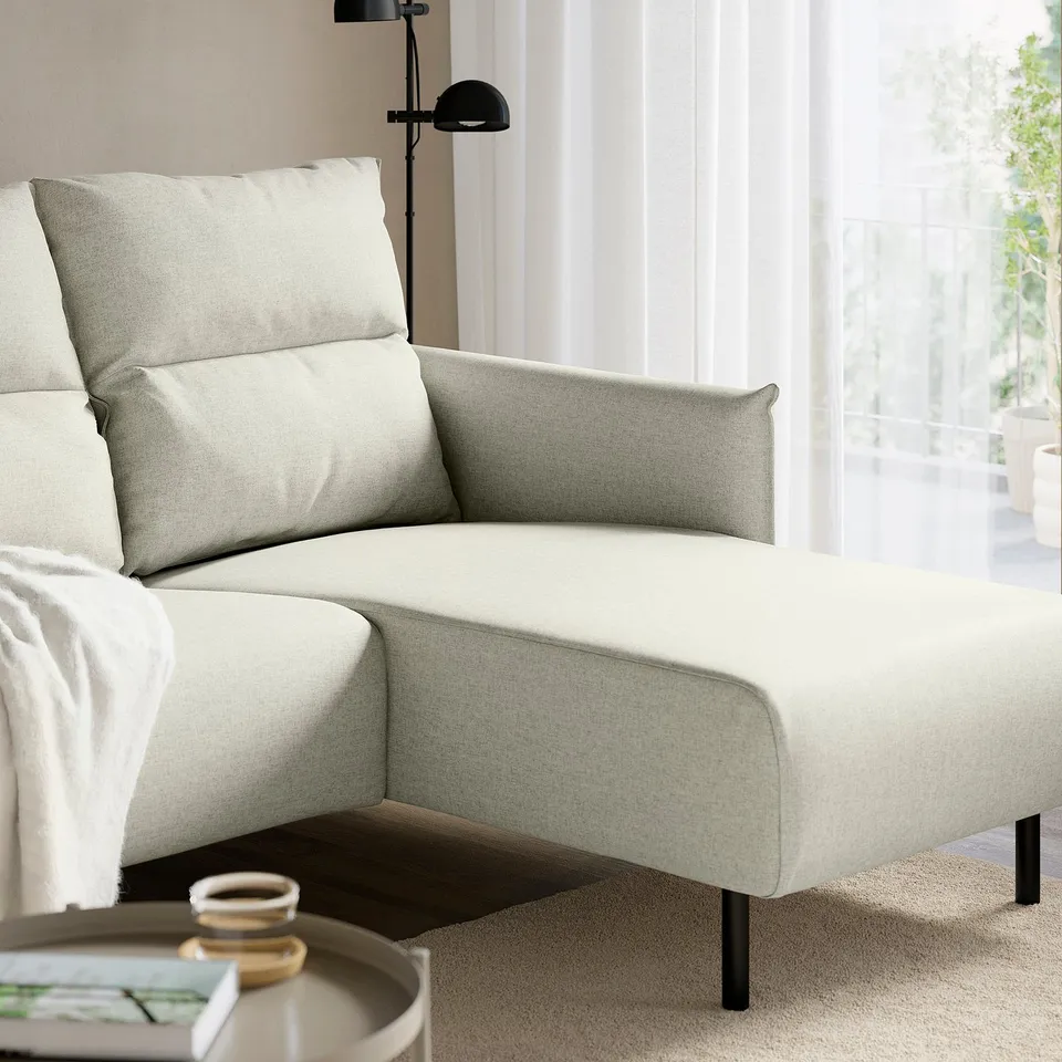 MANNARP 3-seat sofa with chaise longue, Gunnared beige