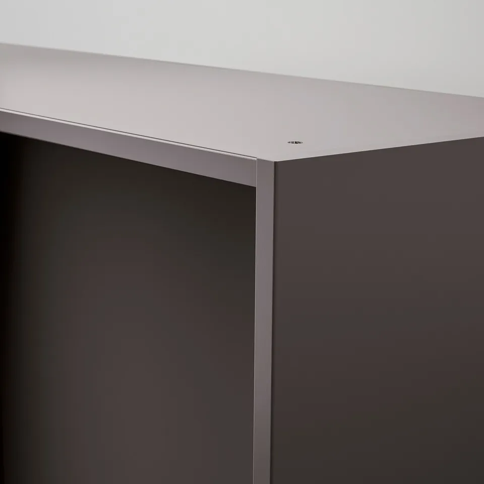A sleek, modern cabinet with smooth surfaces and clean lines, showcasing high-quality materials and elegant design.