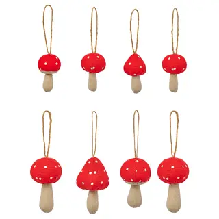 VINTERFINT tree ornament set of 8, mushroom red