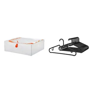 PÄRKLA/SPRUTTIG set: storage case + hanger, black, 55x49x19 cm