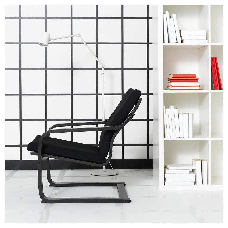 POÄNG Low-back armchair, black-brown/Vissle black