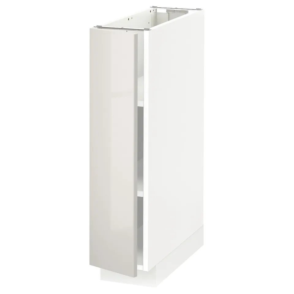 White METOD kitchen cabinet, glossy finish, rectangular shape, single door.