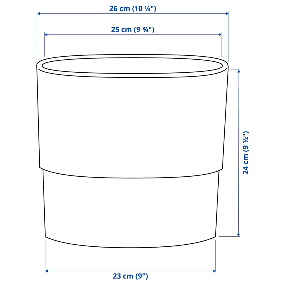 Illustration with measurements for the product: NYPON.