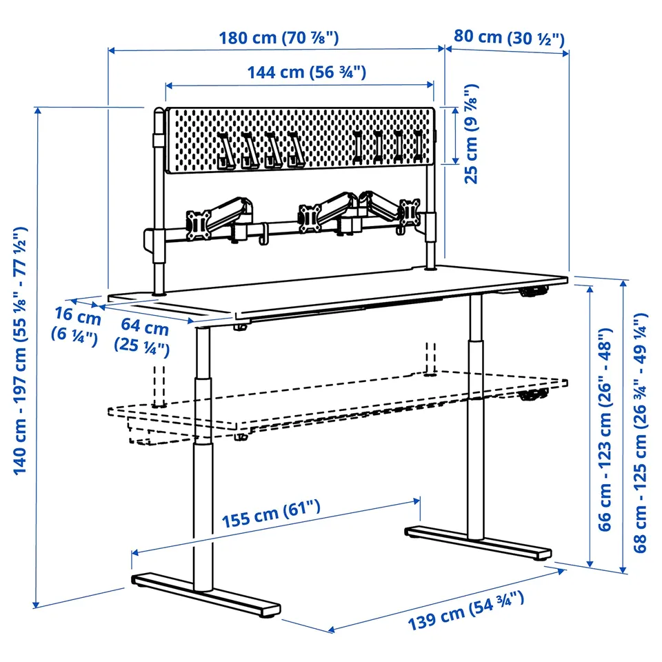 part: MÅLOMRÅDE gaming desk sit/stand