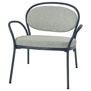 ISMANTORP armchair, metal black-blue/Tibbleby beige-grey, Depth 66 x Height 71 x Width 72 cm