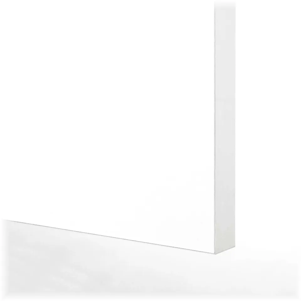Clean, white kitchen cabinet corner; sturdy, smooth finish.