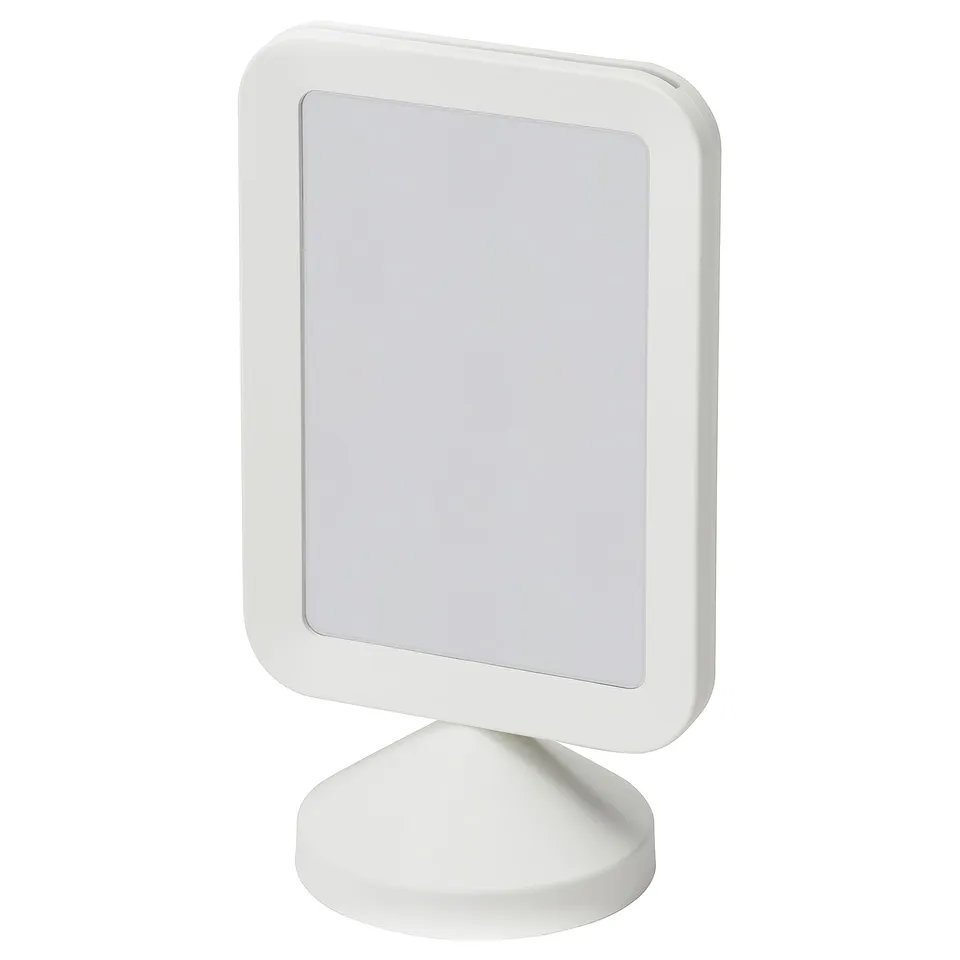 FIKONTRÄD photo frame, white, plastic, square shape, displays two pictures.