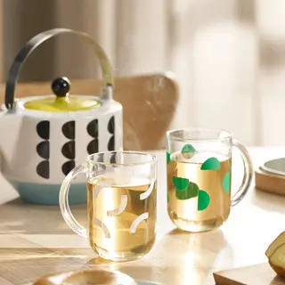 teapot x1 + mug x2(white/green)