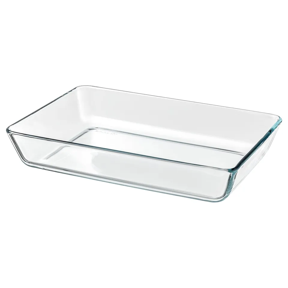 A clear glass baking dish, named MIXTUR, rectangular in shape, with straight edges.