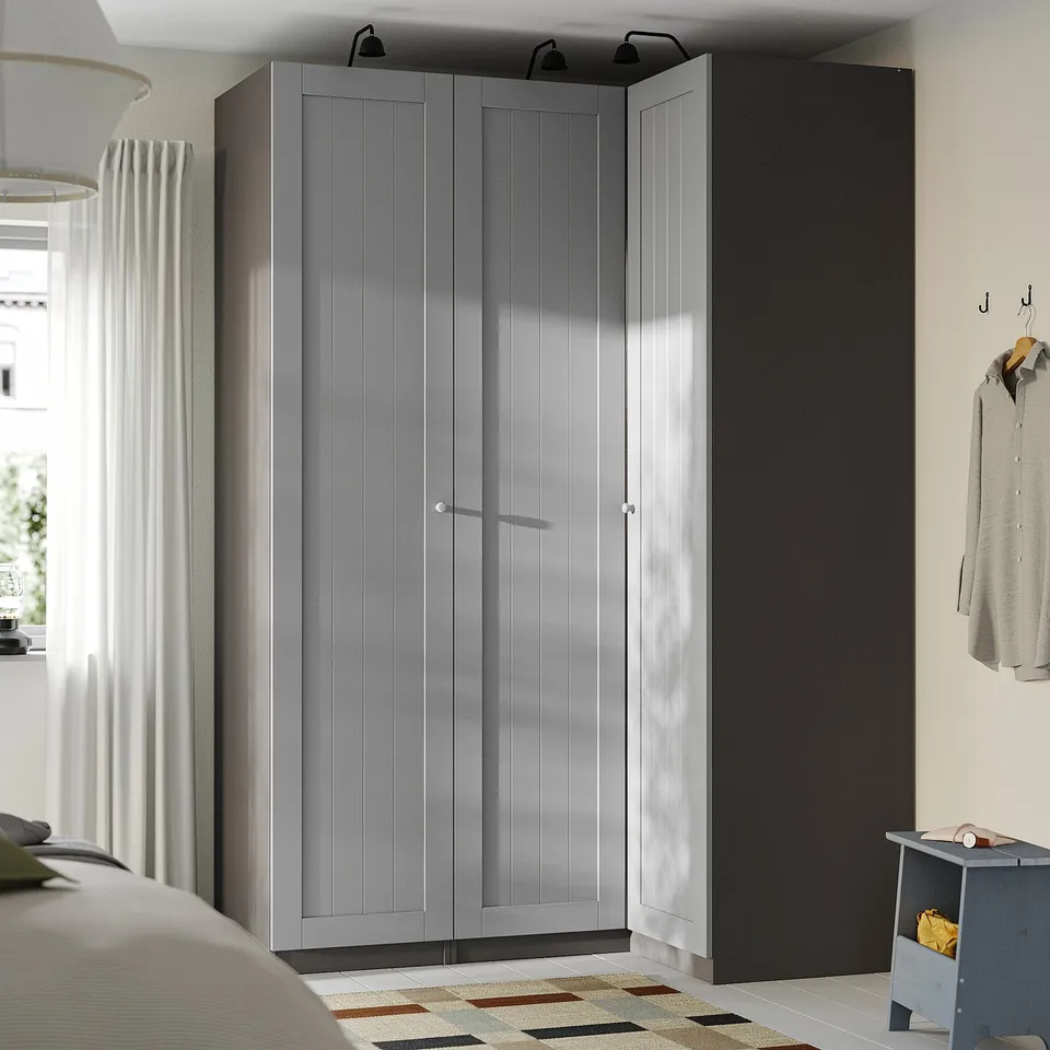 PAX / GULLABERG Corner wardrobe, dark grey/grey, 161/111x236 cm