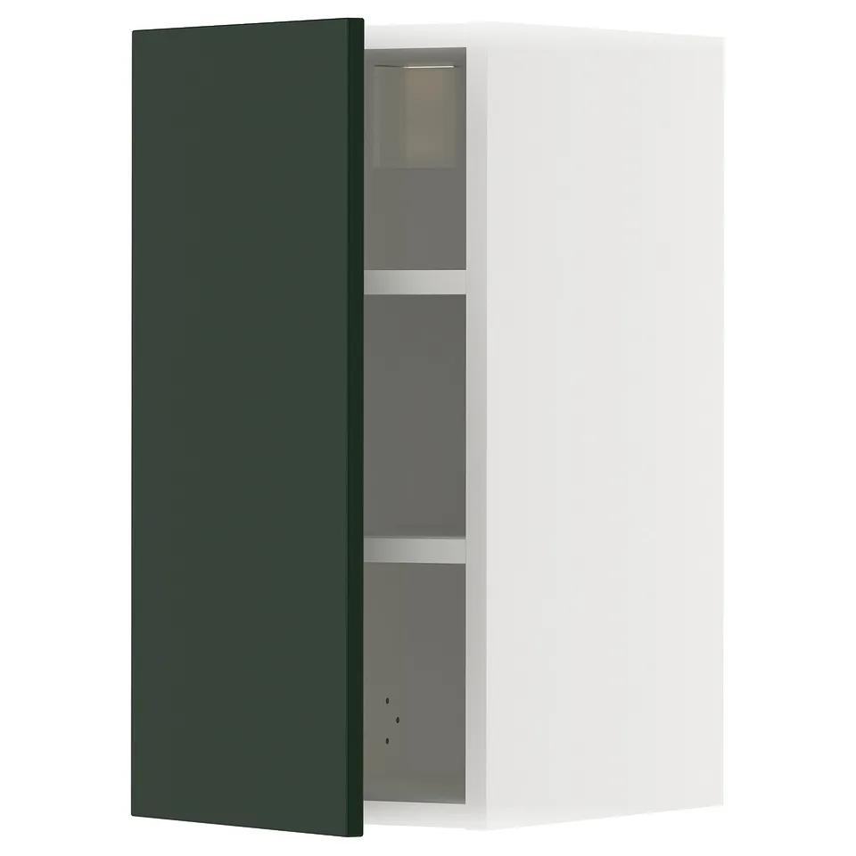 METOD kitchen cabinet, deep green, wall-mounted, square, two shelves.