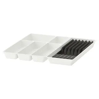 UPPDATERA cutlery tray/tray with knife rack, white/anthracite, 52x50 cm