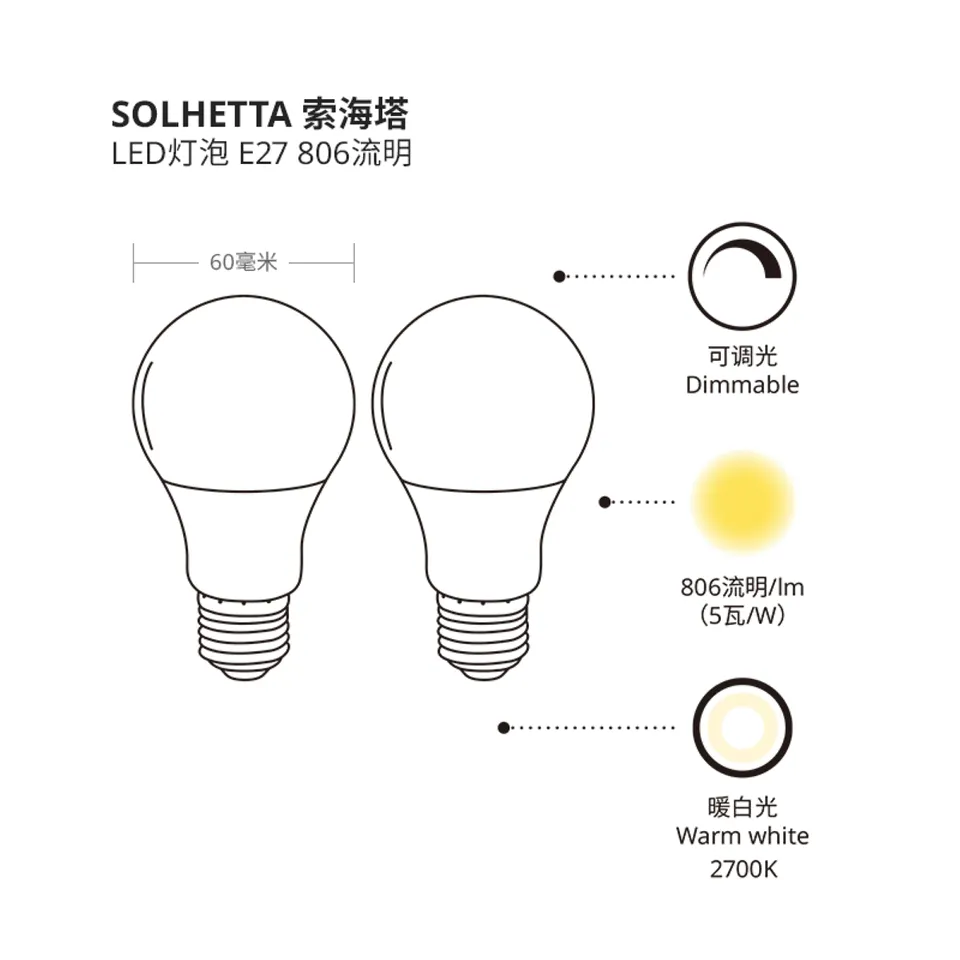 part: SOLHETTA LED bulb E27 806 lumen