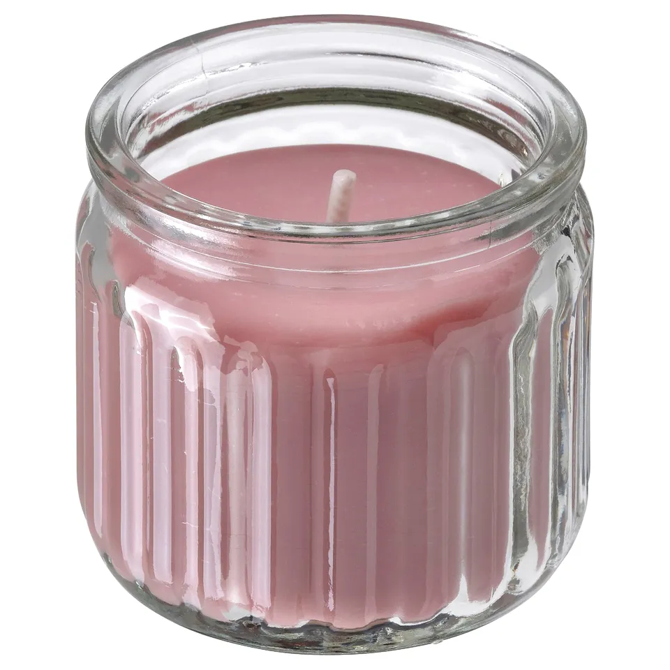 HÖKGÖK Scented candle in glass, Red berries light pink, 12 hr