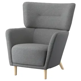 OSKARSHAMN wing chair, Tibbleby beige/grey, Depth 86 x Height 99 x Width 82 cm