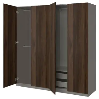 PAX / STORKLINTA wardrobe combination, dark grey/dark brown stained oak effect, 200x60x201 cm
