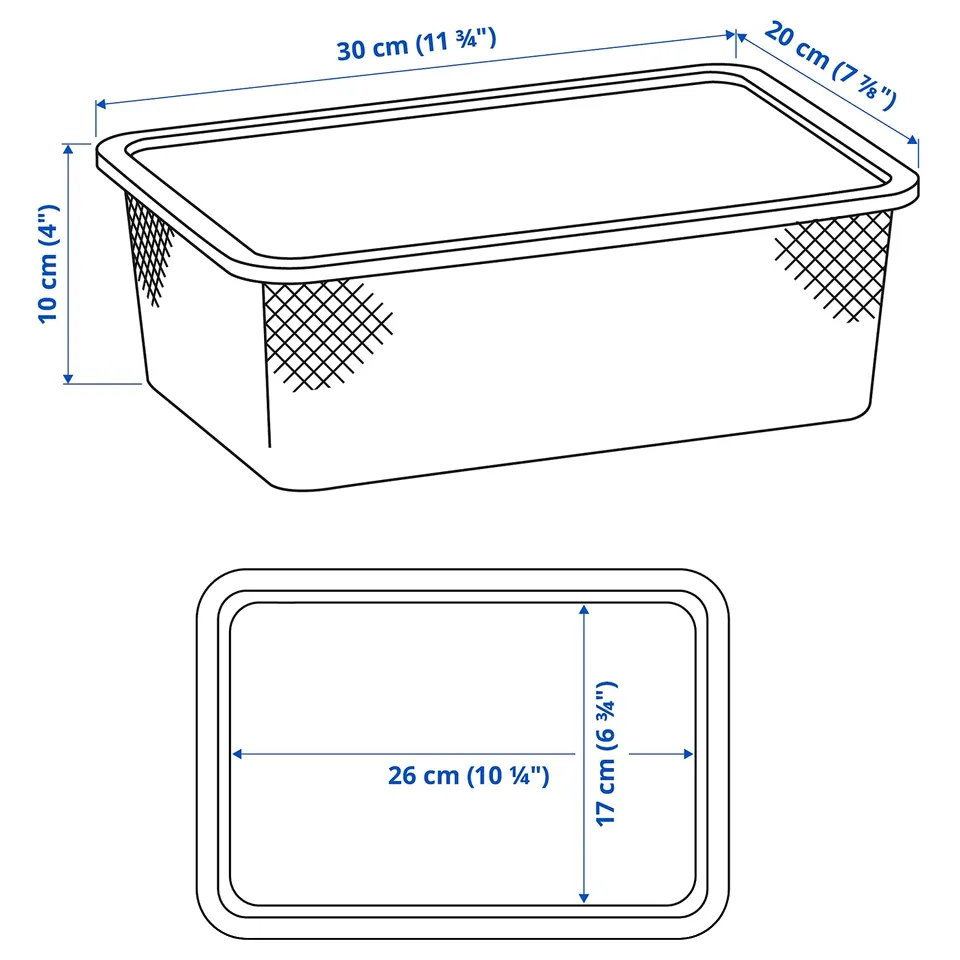 Illustration with measurements for the product: TROFAST.