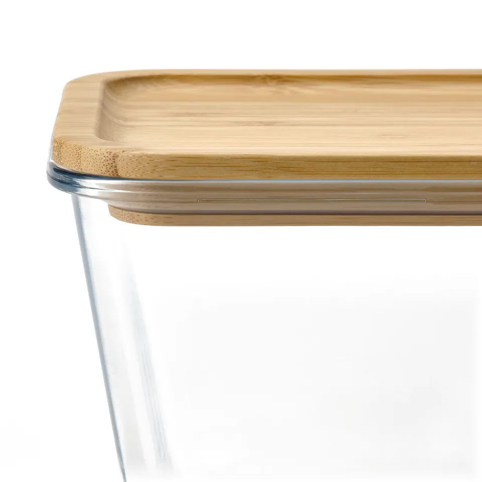 IKEA 365+ Food container with lid, rectangular glass/bamboo, 1.8 l