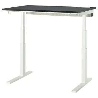 MITTZON desk sit/stand, electric black stained ash veneer/black white, 120x80 cm