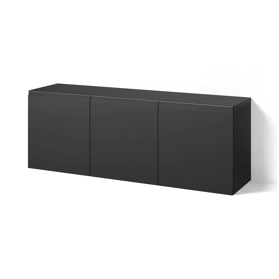 BESTÅ Wall-mounted cabinet combination, black-brown/Hammarsmed anthracite, 180x42x64 cm