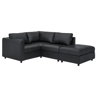 VIMLE corner sofa, 3-seat, with open end/Grann/Bomstad black, Depth 98 cm