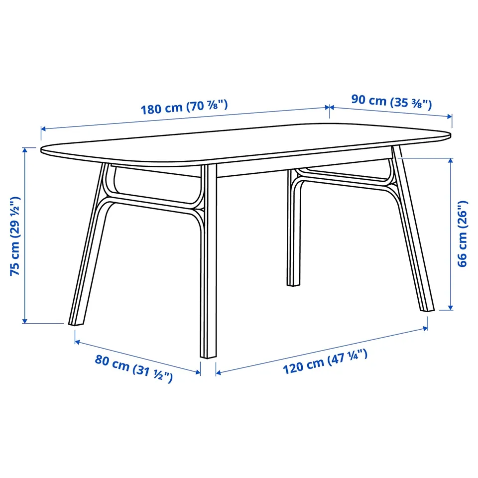 Illustration with measurements for the product: VOXLÖV.