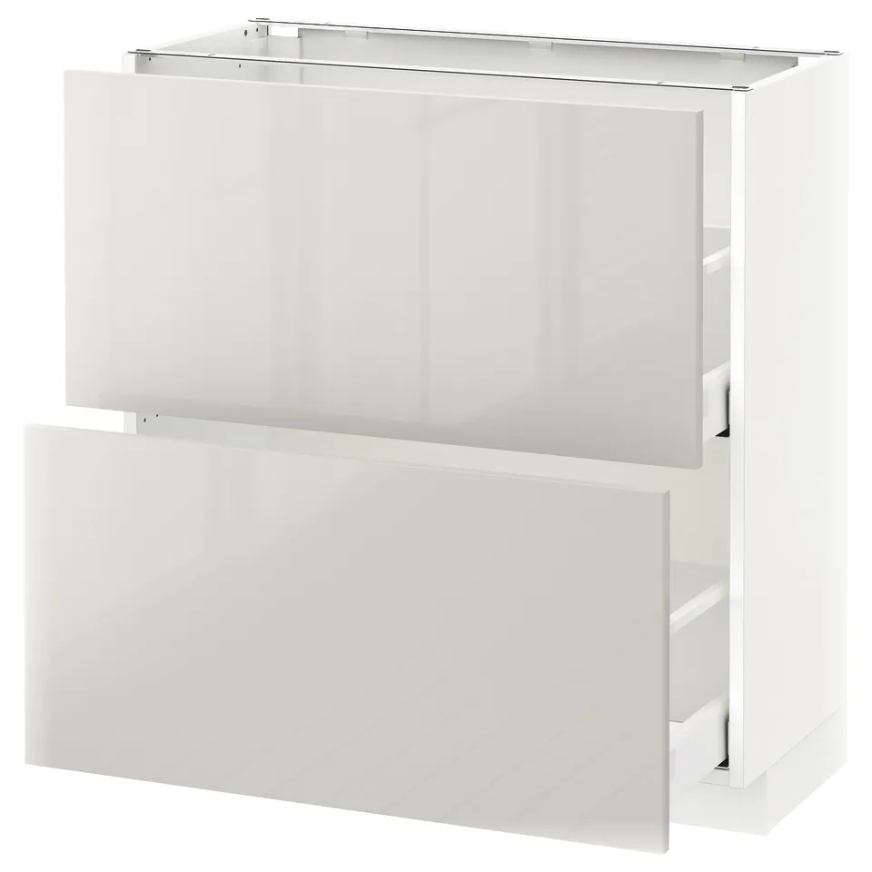 White modern kitchen cabinet set with high gloss finish and sleek design.
