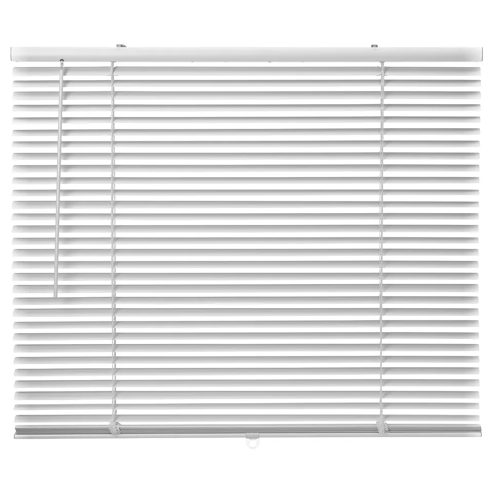 VECKLARFLY white aluminium venetian blinds, modern, cordless, safe design.