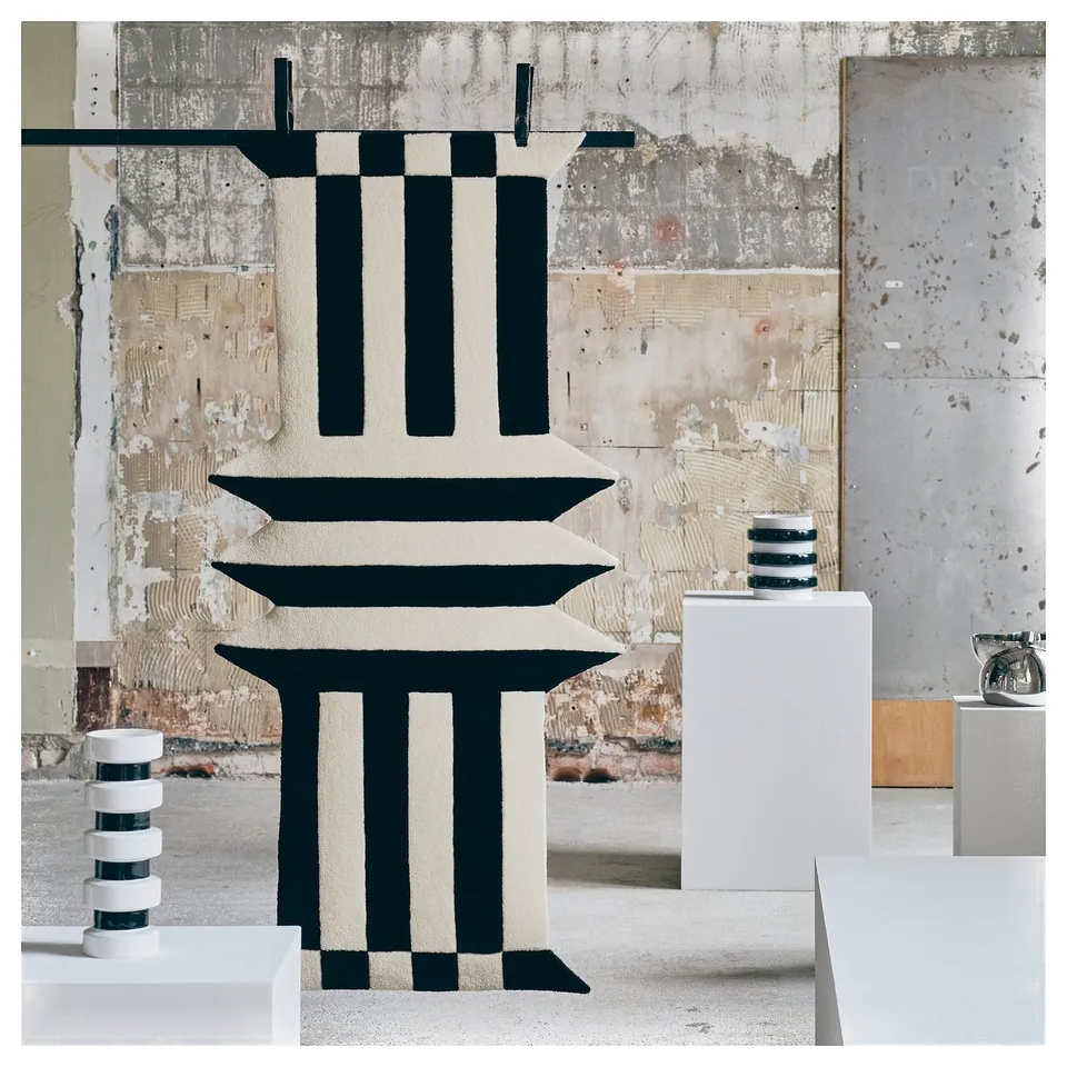 KONSTRUNDA Rug, white/black, 80x160 cm