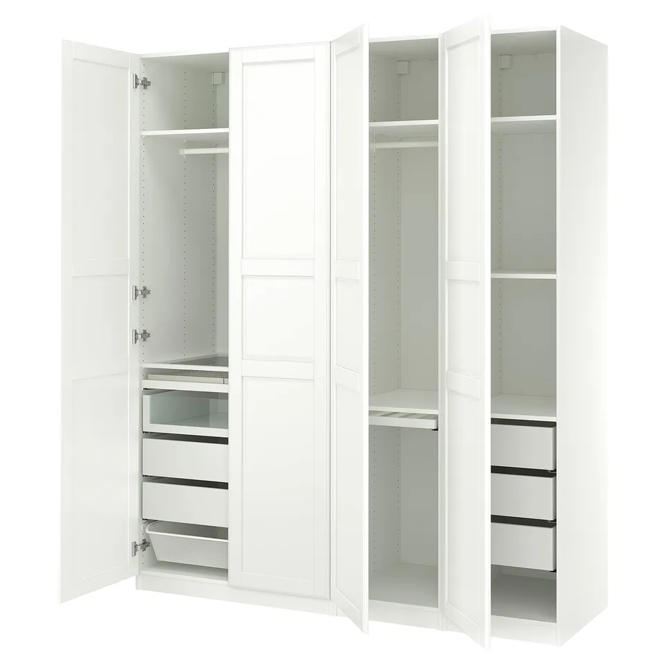 PAX / TYSSEDAL Wardrobe combination, white white/white, 200x60x236 cm