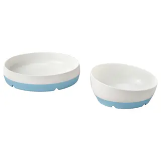 BÖRJA plate/bowl, white/blue