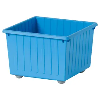 VESSLA storage crate with castors, blue, Length 39 x Width 39 x Height 28 cm