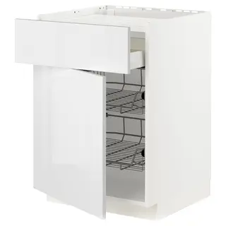 METOD / MAXIMERA base cab f hob/drawer/2 wire bskts, white/Ringhult white, 60x60x80 cm