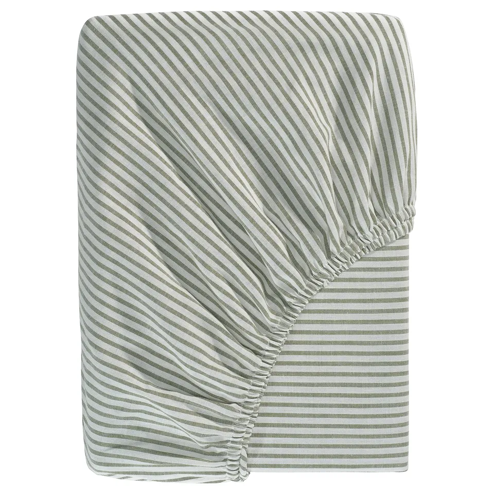 Striped bedskirt SOLFIBBLA, greyish-green, 100% cotton.