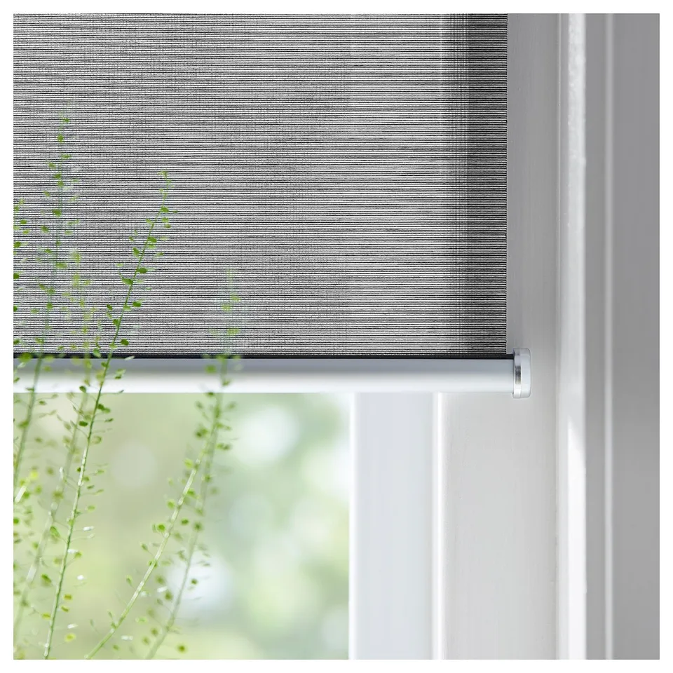 Roller blind, SKOGSKLÖVER, grey, cordless, sheer.
