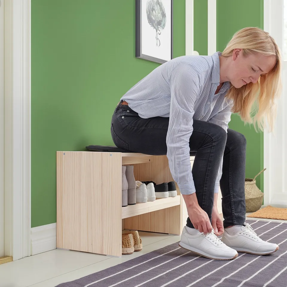 RAGGBERG Bench with shoe storage, pine, 60x35x45 cm