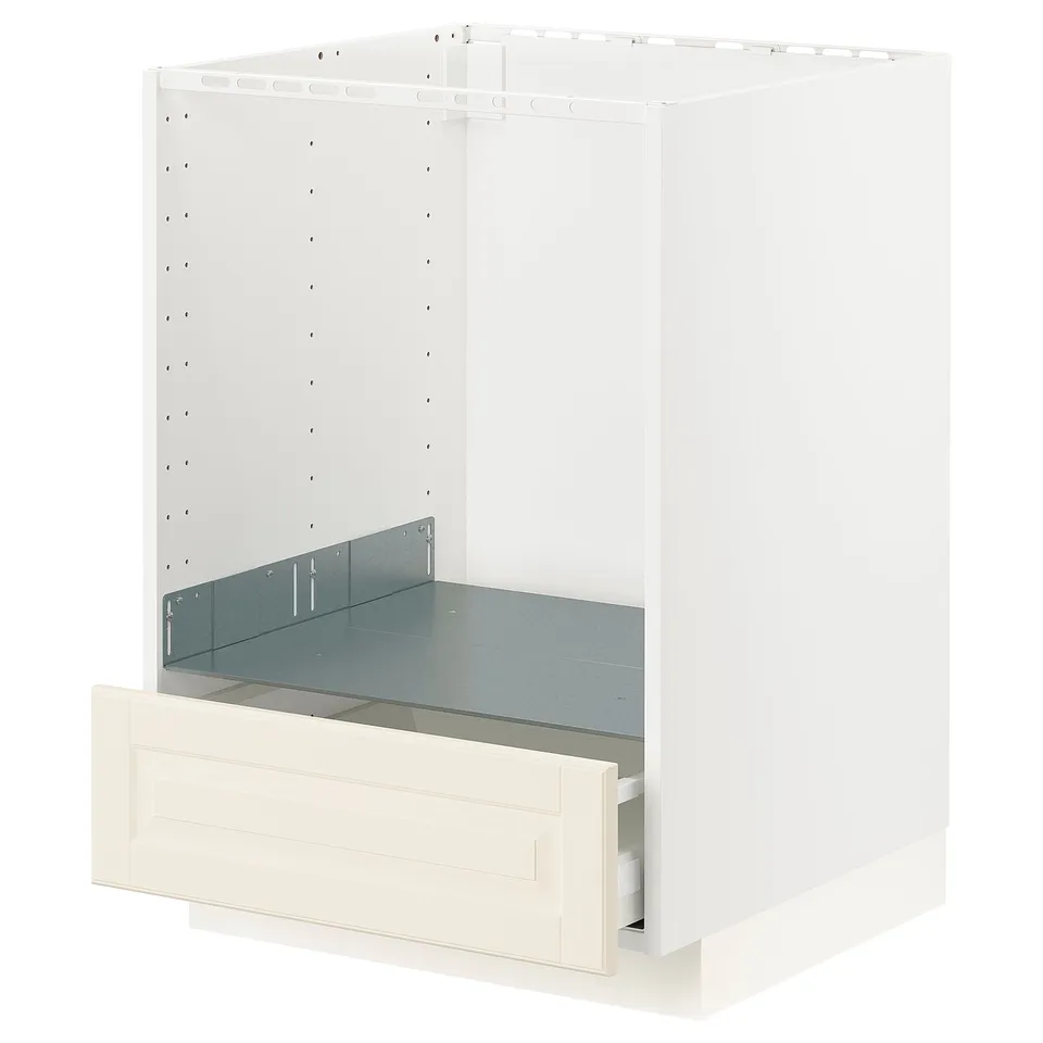 METOD kitchen unit, white, with off-white drawer, modern design.