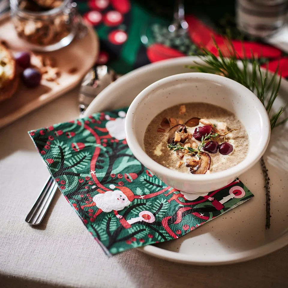 VINTERFINT Paper napkin, Santa Claus pattern green, 33x33 cm