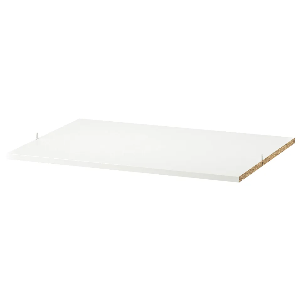 ALTARLIDEN shelf: white, rectangular, particleboard, plastic edges.