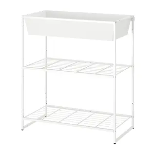 JOSTEIN shelving unit with container, in/outdoor/wire white, 81x40x90 cm