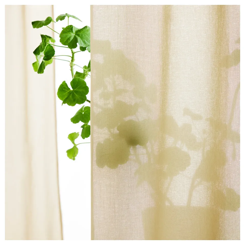 ROSENROBINIA Sheer curtain, 1 piece, beige/with heading tape, 300x300 cm