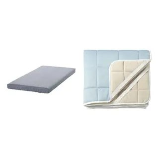 KEJSAROLVON/ÅGOTNES set: foam mattress + mattress protector, firm/light blue + beige/blue, 90x200 cm