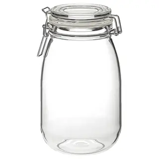 KORKEN jar with lid, clear glass, 1.8 l