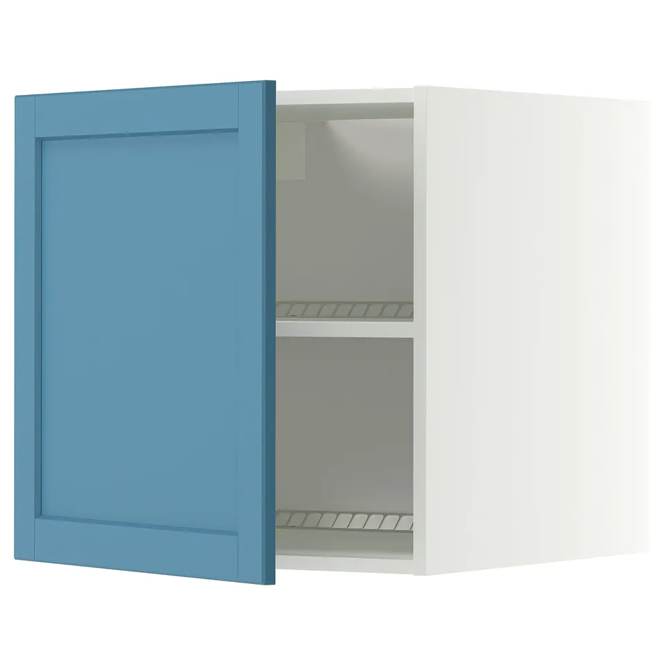 METOD Top cabinet for fridge/freezer, white/Lerhyttan blue, 60x60 cm
