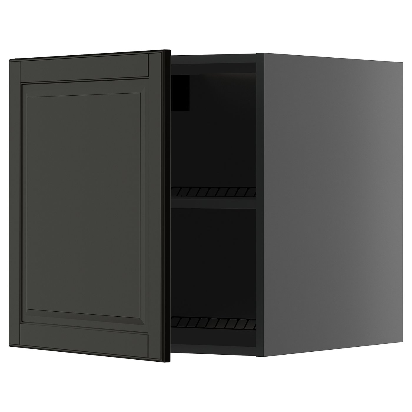 Dark grey METOD kitchen cabinet, square shape, with adjustable shelf, left hinge.