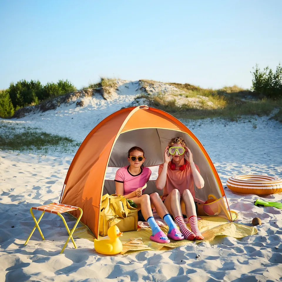 STRANDÖN Sun/wind shelter, bright orange/bright yellow