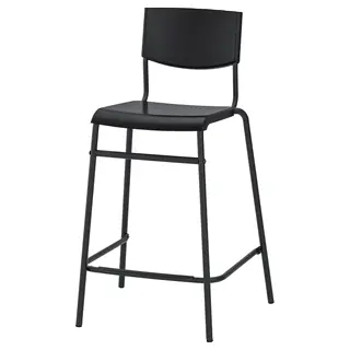 STIG bar stool with backrest, counter height black/black, 63 cm