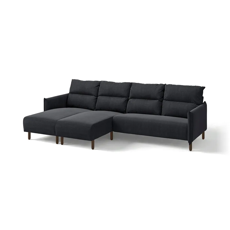 Black MANNARP sectional sofa with modern, elegant design and high comfort cushions.